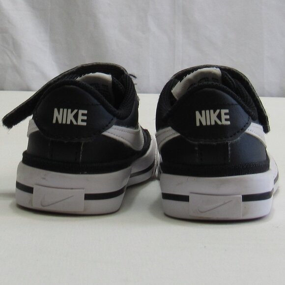 Nike Court Legacy Low Top Little Kids Black/White Tennis Style Sneakers Shoes - Picture 4 of 10